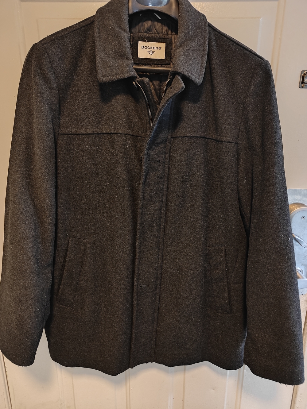 Dockers Men's Charcoal Wool-Blend Coat